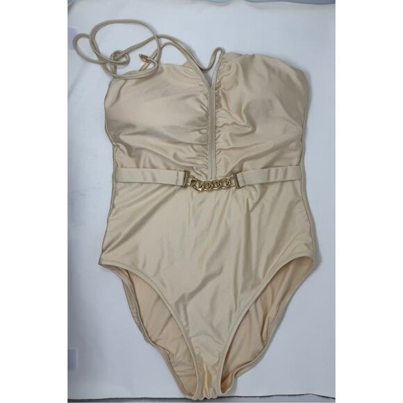 L'Agence Leila Belted Halter One-Piece Swimsuit Size XL - Picture 11 of 12